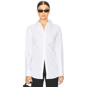EAVES Sivan Poplin Shirt Button Down Long Sleeve Minimalist Chic Casual White M